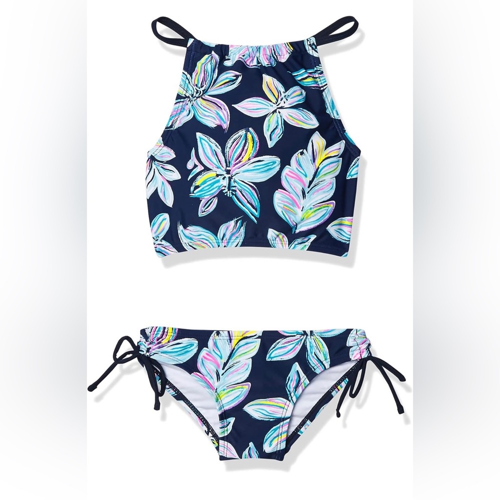 Kanu Surf Girls Beach Sport Halter Tankini 2-piece Swimsuit Size 12 NWT